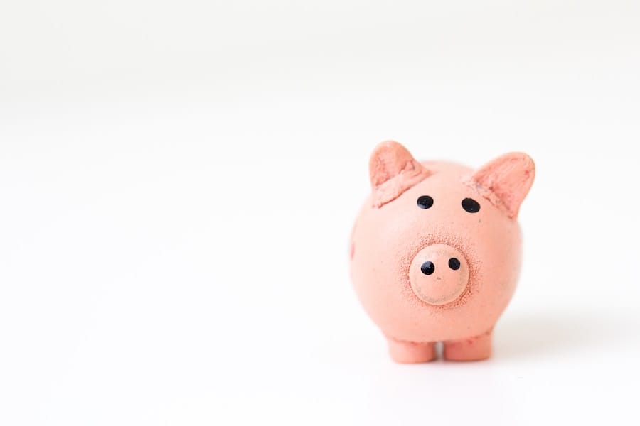 A pink piggy bank on a white background, providing an adorable visual for those interested in early retirement or budgeting.